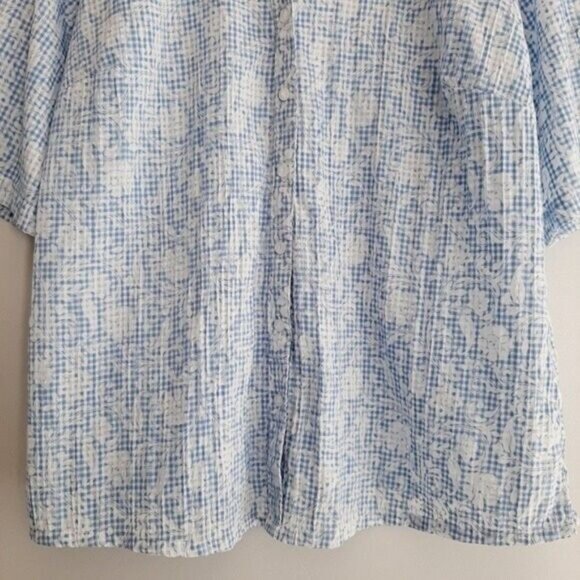 NORTHERN REFLECTION Floral Gingham Check Button Down Shirt Sz XL - Picture 3 of 10